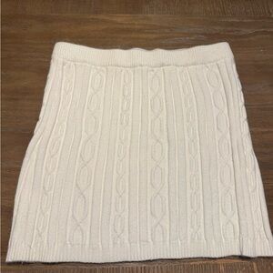 White LeLe cable knit mini skirt